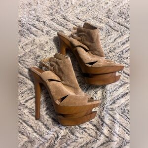 JESSICA SIMPSON wooden pump heal 7.5